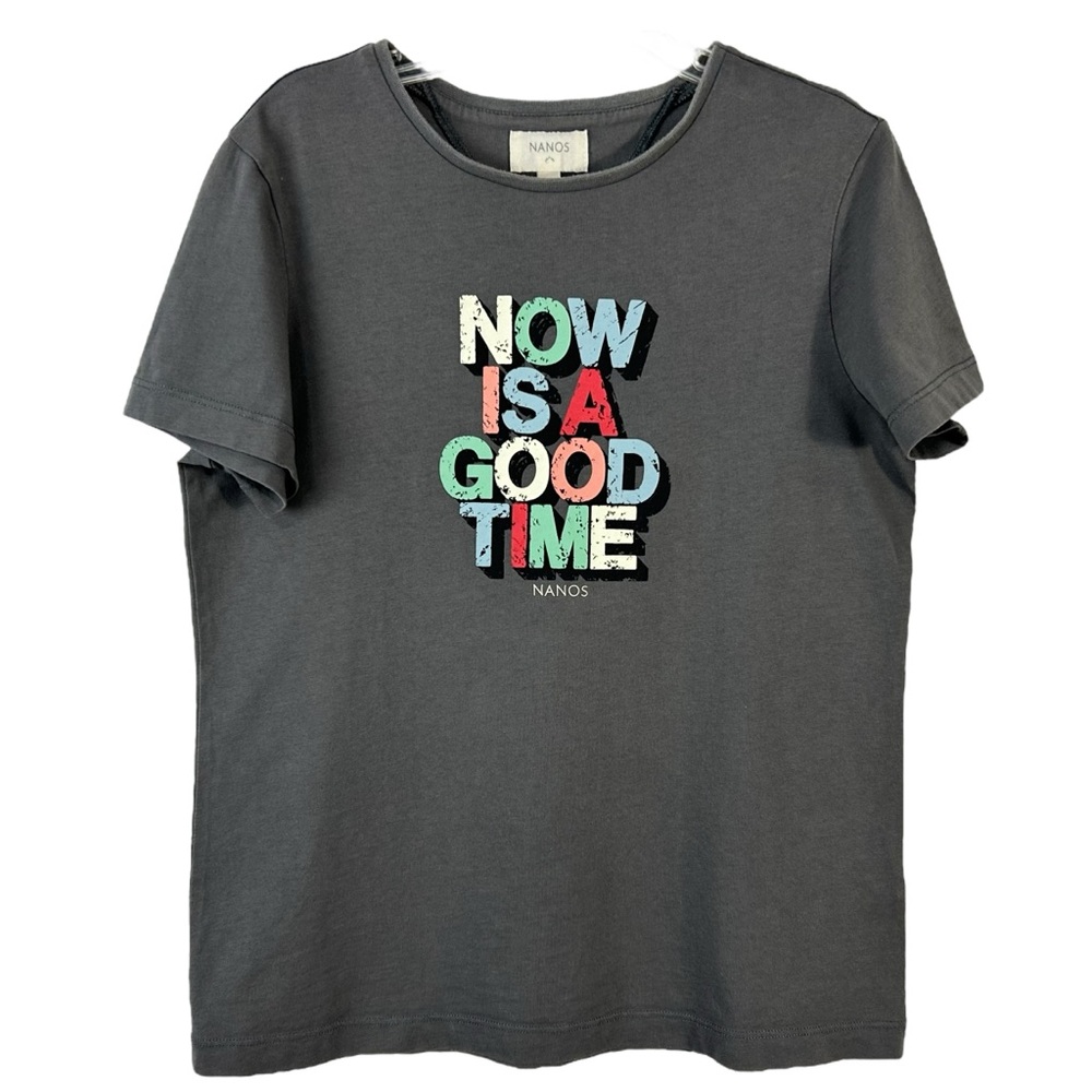NANOS Now Is A Good Time Grey S/S T shirt size 10